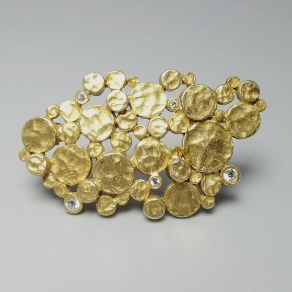 Vintage Atelier Shinji Gold Tone Rhinestone Pendant / Brooch, Signed Lapel Pin - Picture 8 of 8